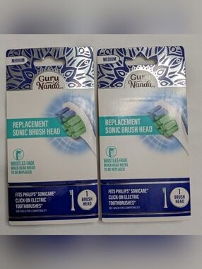 2 Guru Nanda Philips Sonicare Click On Electric Toothbrush Brush Heads, Bundle